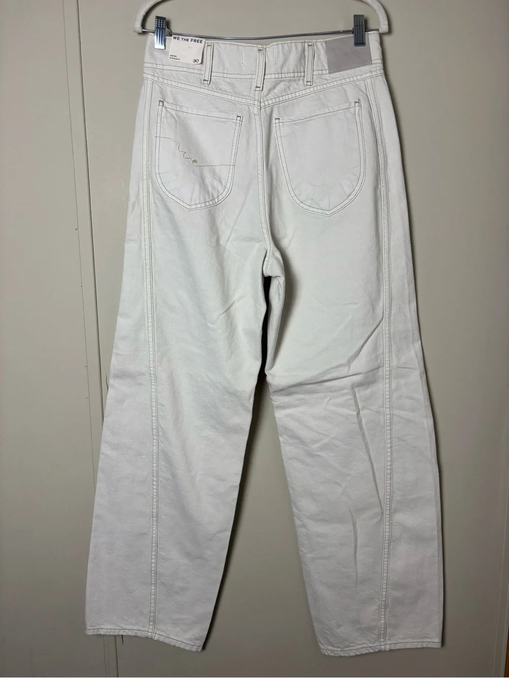 NEW Free People We The Free Aster Straight Leg Jeans size 30 Cream off white